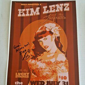 KIM LENZ POSTER Rare 17" x 11" Gig Dean Tomasek Art SIGNED Outlaw Country